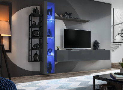Moderner Wohnwand Einrichtung Design Stil Wohnzimmer TV-Ständer Wand Vitrine